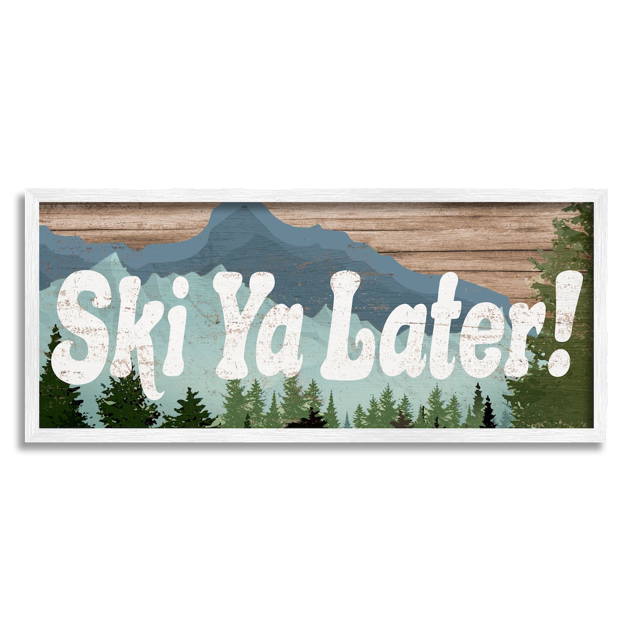 Stupell Industries Ski Ya Later Sports Pun Rustic Mountain Forest Framed Wall Art